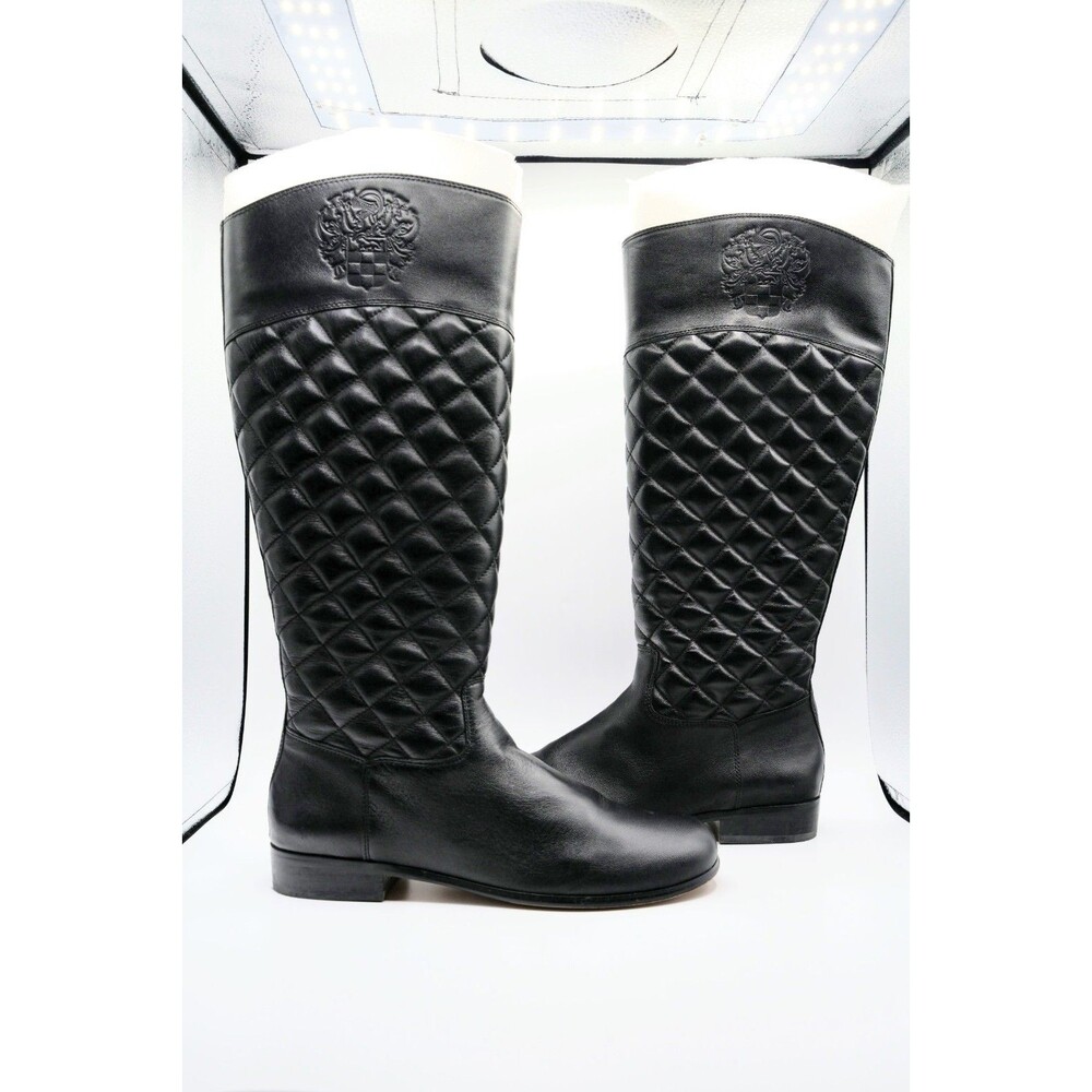 Vince Camuto Quilted Black Riding Boots Womens US 9